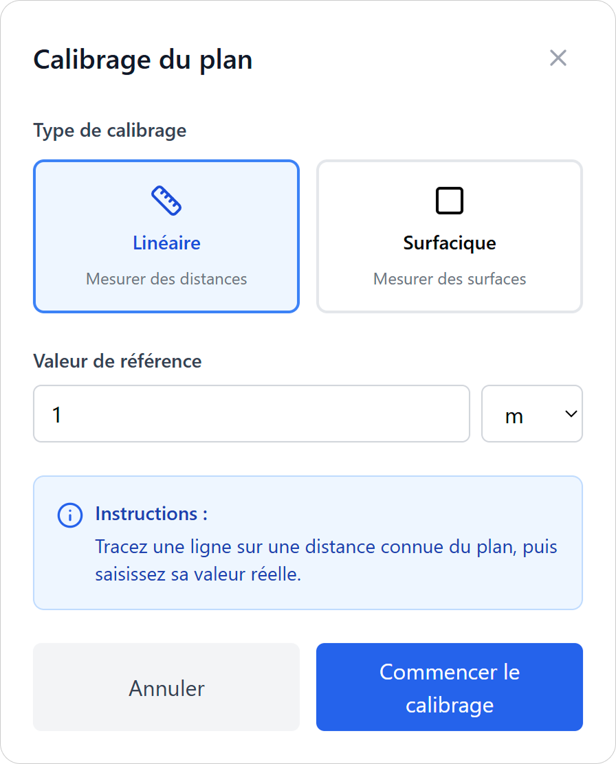 Scaleplan, calibrage manuel